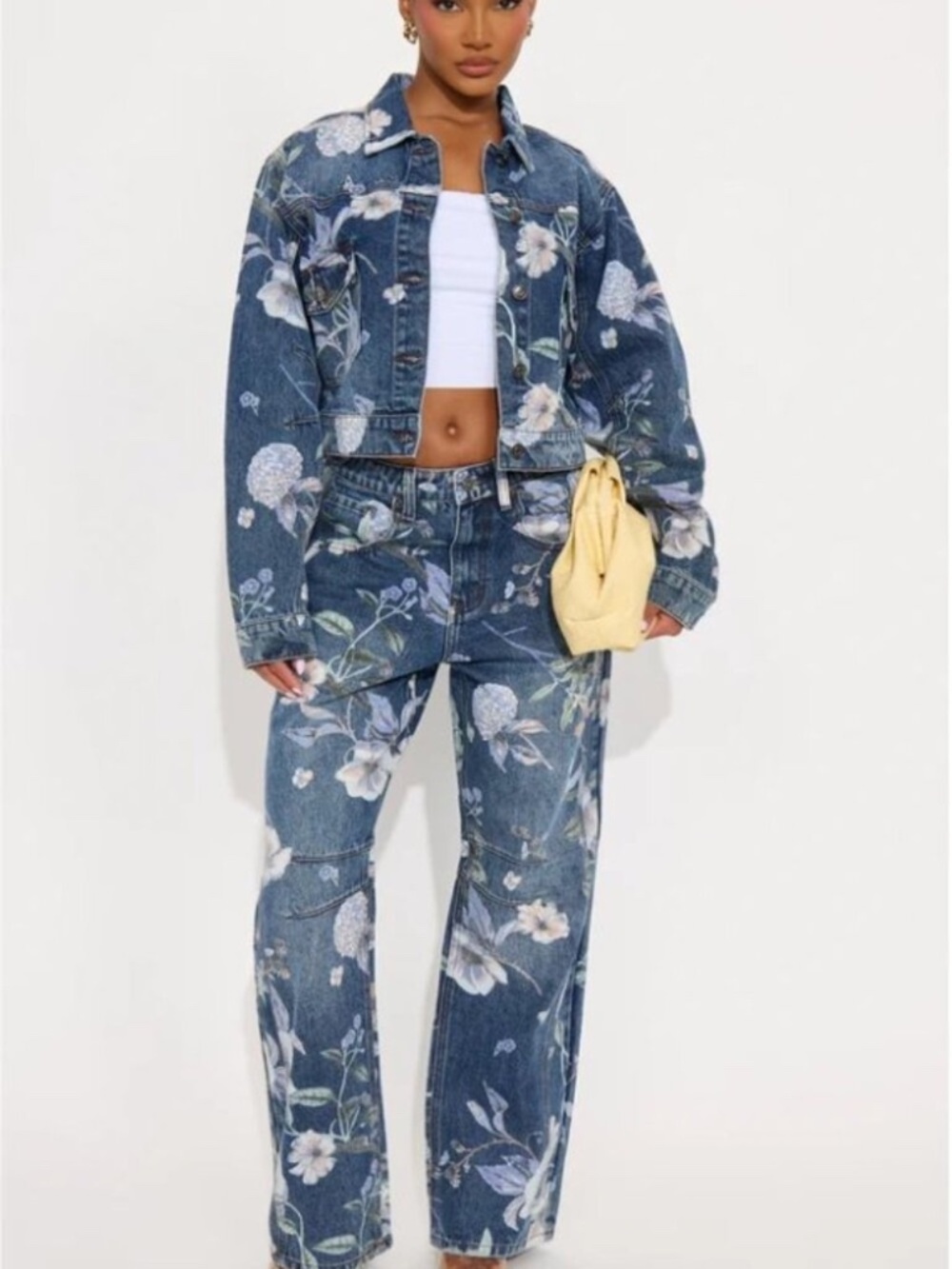 Blue Floral Denim Jacket